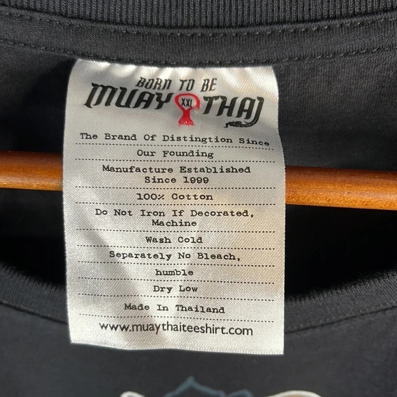 MARTIAL ARTS Born To Be Muay Thai Mens Black Graphic Crewneck T-Shirt Gold XXL - Picture 9 of 11